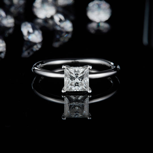 Princess Cut Solitary Moissanite Engagement Ring