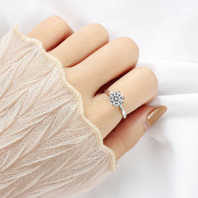 Snowflake Streight Ring Band Design Moissanite Engagement Ring