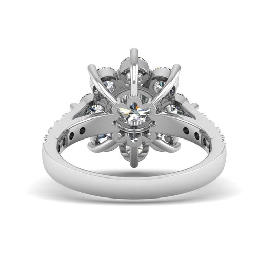 Classic FLower Design Moissanite Engagement Ring