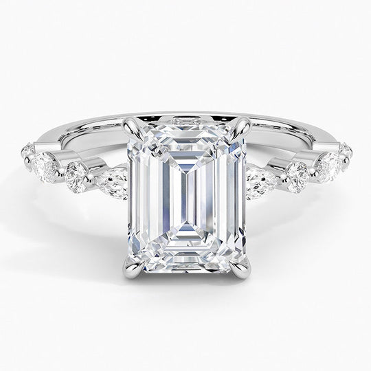 NEW 3CT Emerald Cut Side Stone  Moissanite Engagement Ring