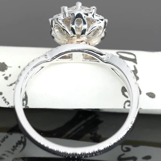 Flower Cross Ring Band Design Moissanite Engagement Ring