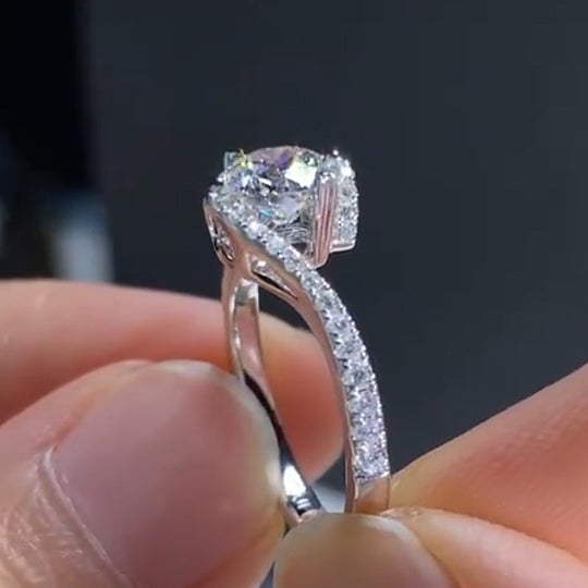 New Twisted Shank Design Moissanite Engagement Ring