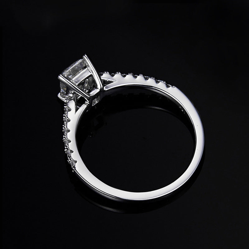 Simple Design Emerald Cut Moissanite Ring