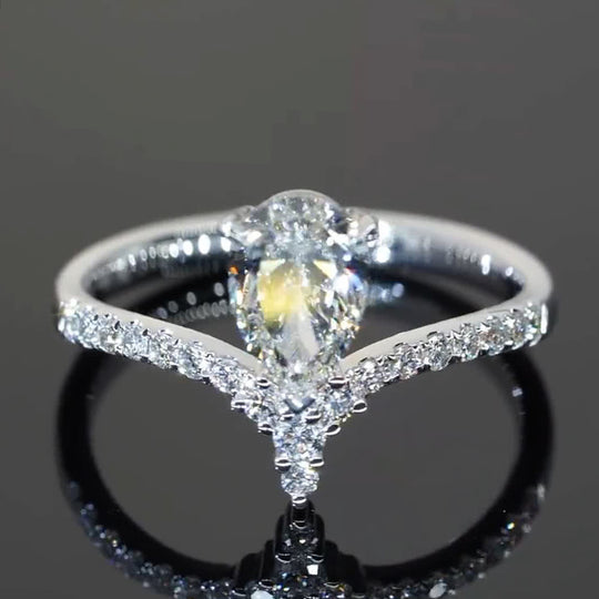 Pear Cut Elegant Moissanite Engagement Ring