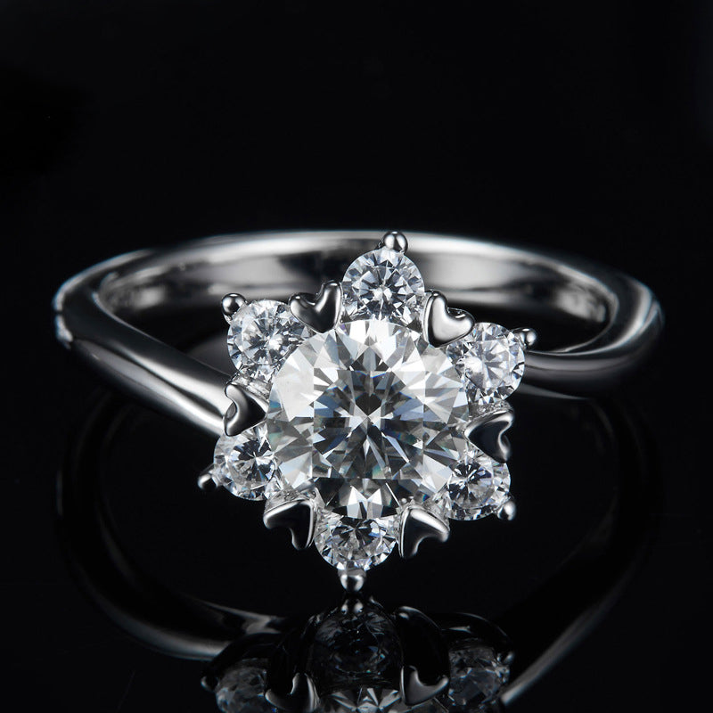 Star Flower Design Moissanite Ring