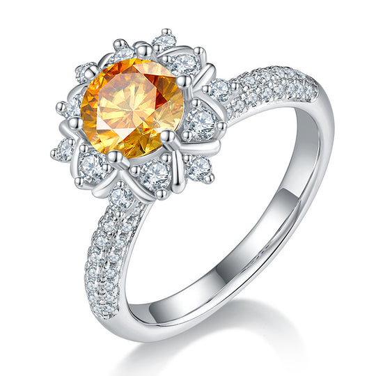 Colorful Flower Moissanite Engagement Ring