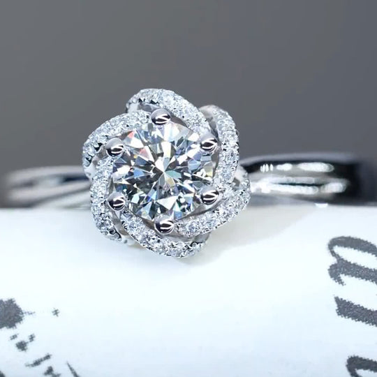 Flower Fountain Design 2 Moissanite Engagement Ring