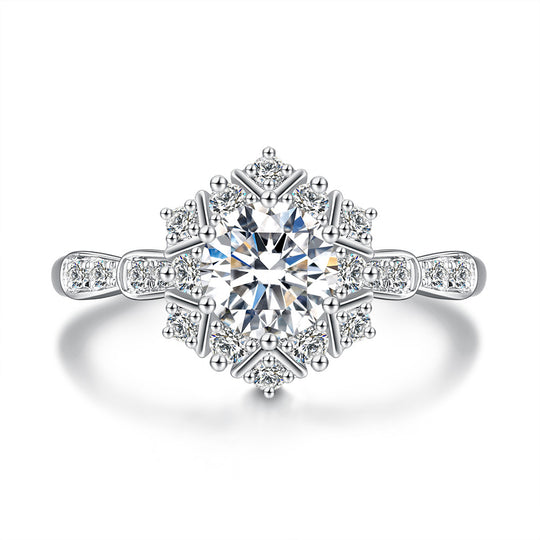 Star Design Moissanite Engagement Ring