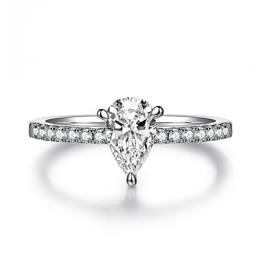 Simple Design Pear Cut Moissanite Ring