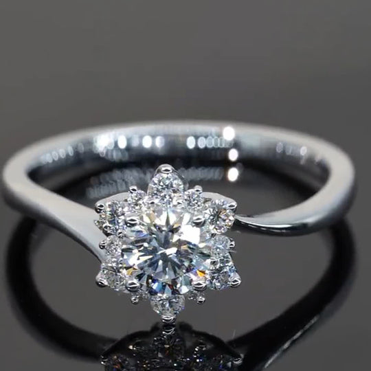 Star Flower Moissanite Engagement Ring