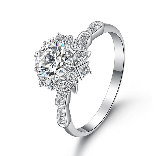 Star Design Moissanite Engagement Ring