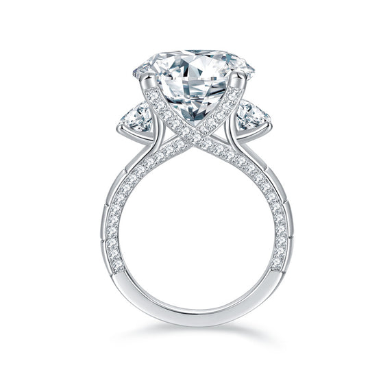 8CT 3 Stones Design Moissanite Engagement Ring