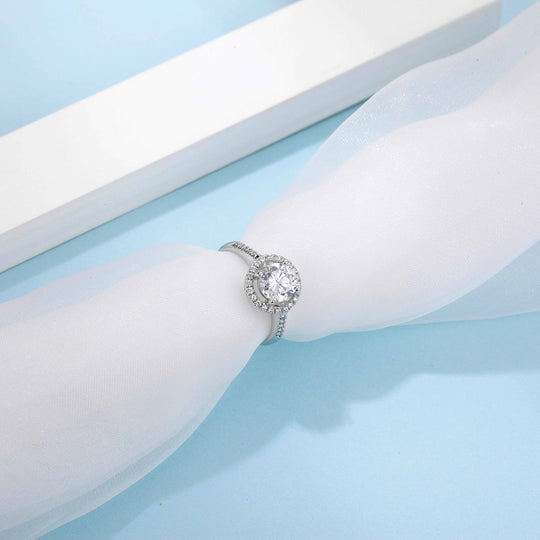 Halo Round Cut Moissantie Engagement Ring