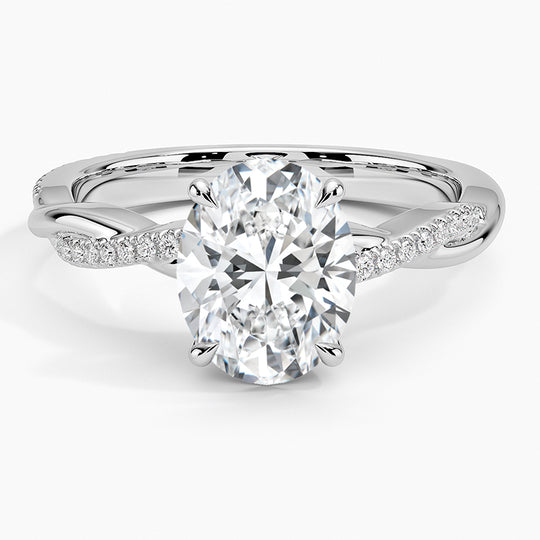 3CT Oval Cut Twisted Shank Design Moissanite Engagement Ring