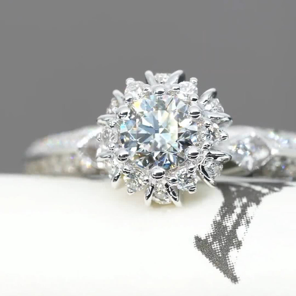 Special Flower Design Moissanite Engagement Ring