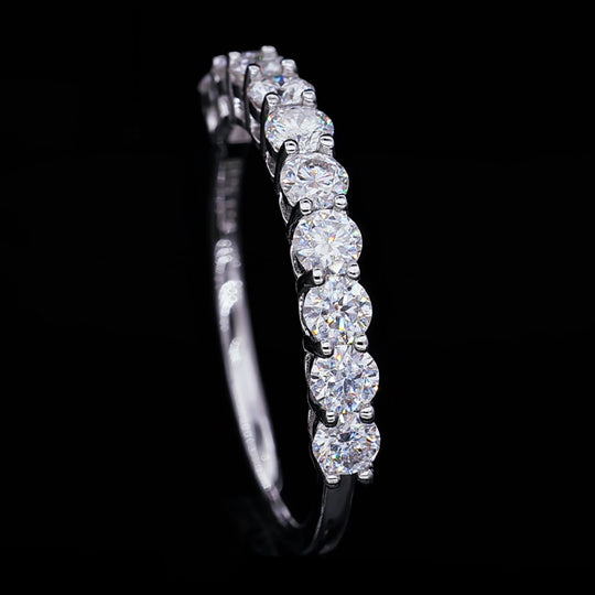 3mm 1CT Total Wedding Band Moissanite Half Eternity Ring