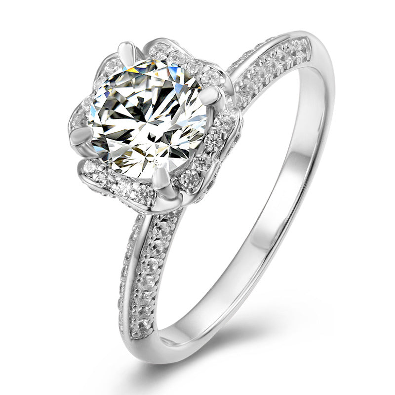 Proposal Flower  Design  Moissanite Engagement Ring