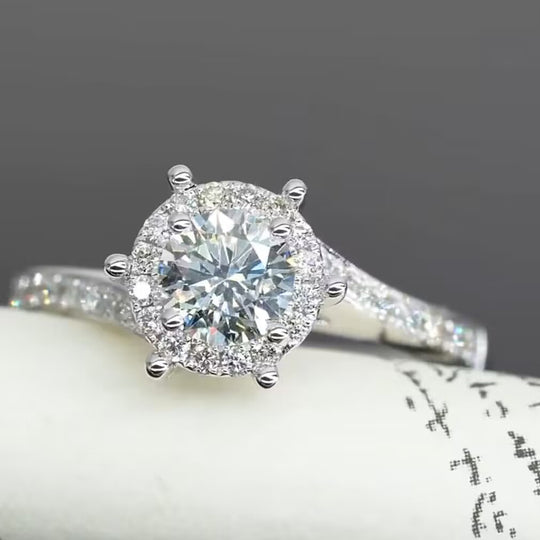 Halo Design Moissanite Engagement Ring