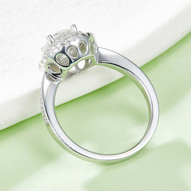 Double Halo Design Round Cut  Moissanite Ring