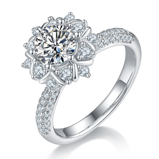 Colorful Flower Moissanite Engagement Ring