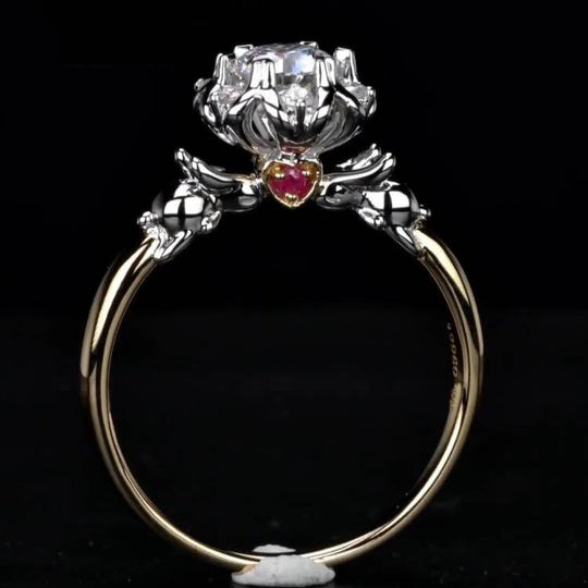 Lovely Bunny Design 2 Tones  Moissanite Engagement Ring