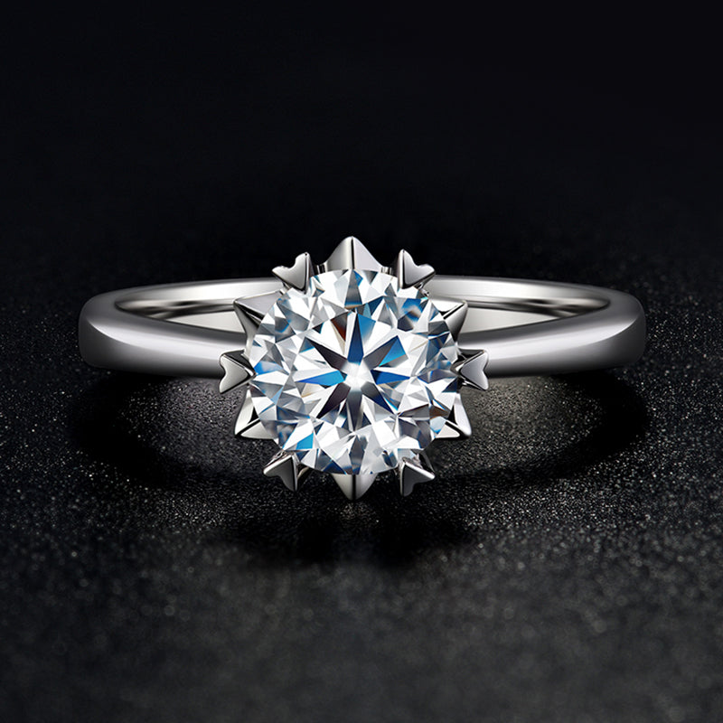 Snowflake Streight Ring Band Design Moissanite Engagement Ring