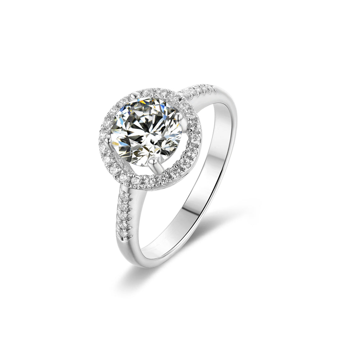 Halo Round Cut Moissantie Engagement Ring