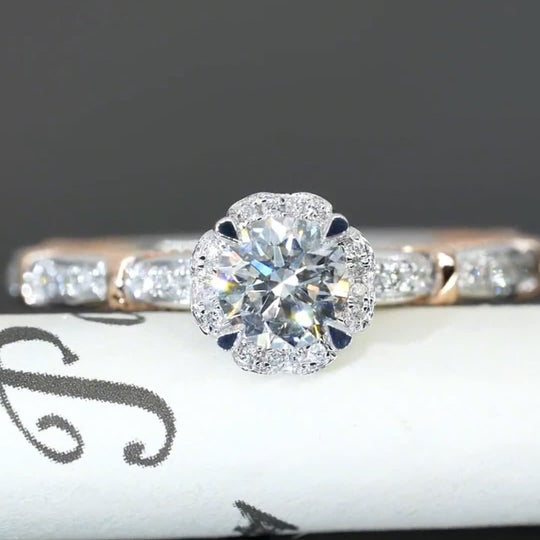 New Flower Design Moissanite Engagement Ring