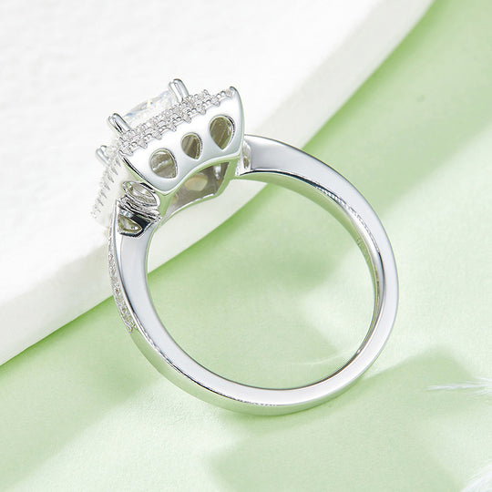 Double Halo Design Princess Cut  Moissanite Ring
