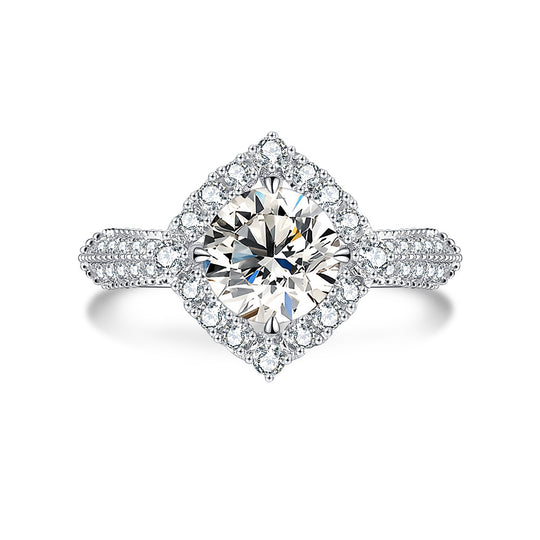 Rhombus Design Moissanite Engagement Ring