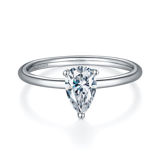 Pear Cut Solitary Moissanite Engagement Ring