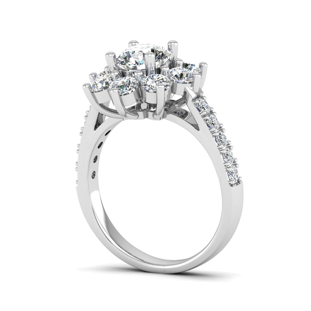 Classic FLower Design Moissanite Engagement Ring