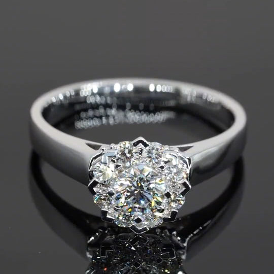 Elegant Flower Design Moissanite Engagement Ring