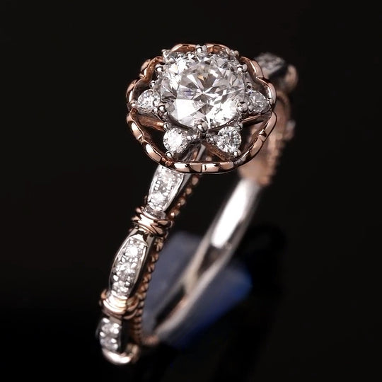 New Arrived Flower Design Moissanite Engagement Ring 2