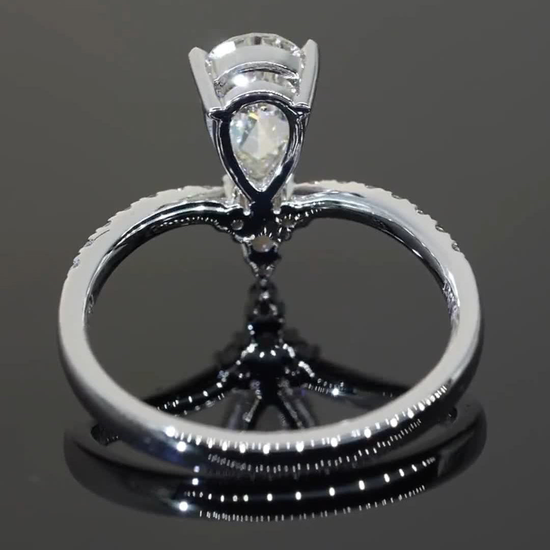 Pear Cut Elegant Moissanite Engagement Ring