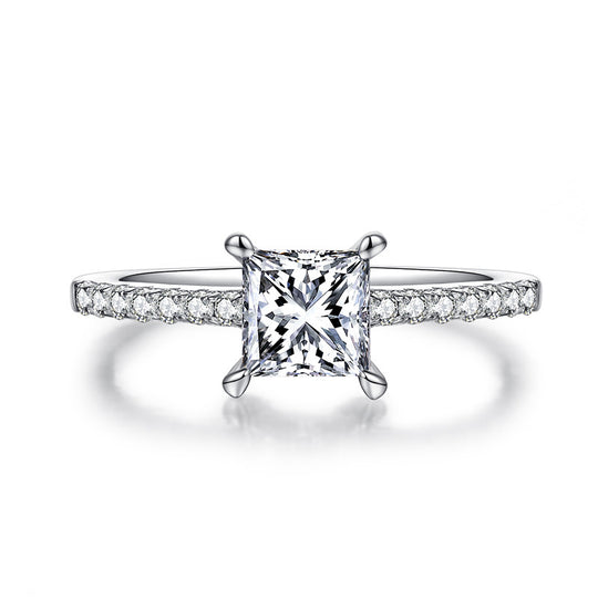 Simple Design Princess Cut Moissanite Ring