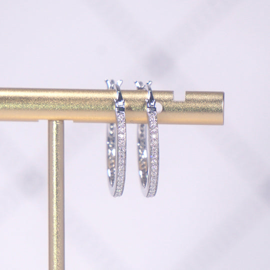 925 Silver Moissanite Hoop Earrings