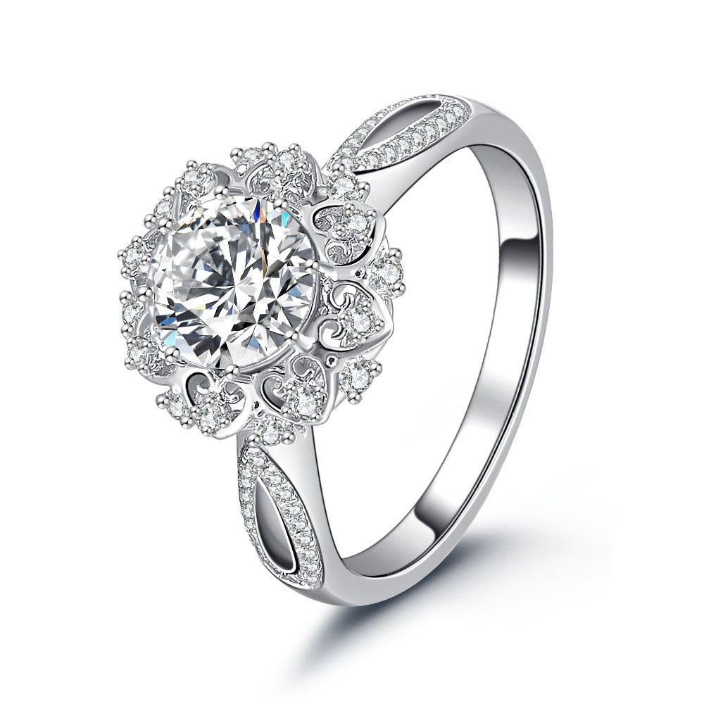 Hydrangea Design Moissanite Engagement Ring