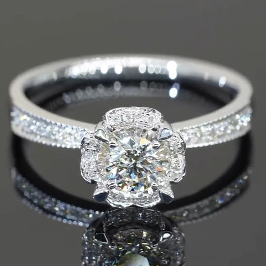 Special Flower Design Moissanite Engagement Ring