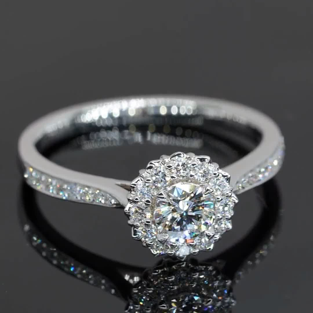 Flower Design Moissanite Engagement Ring