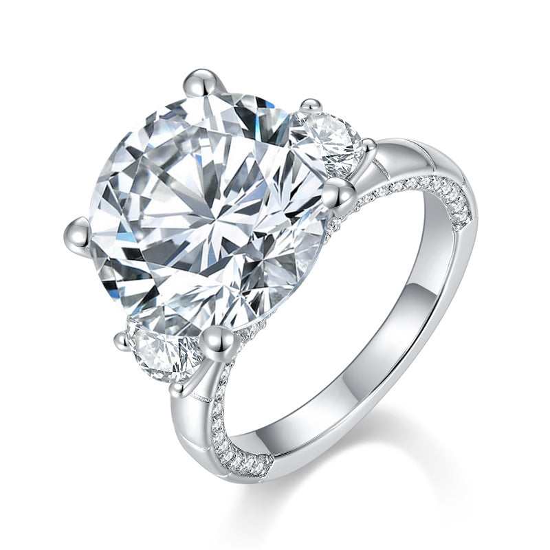 8CT 3 Stones Design Moissanite Engagement Ring