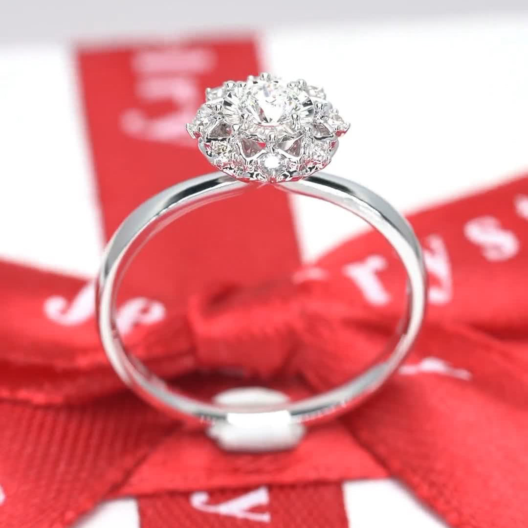 Star Flowers Design Moissanite Engagement Ring