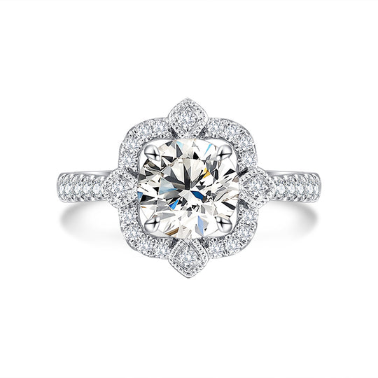 Special Geometry Design Moissanite Engagement Ring