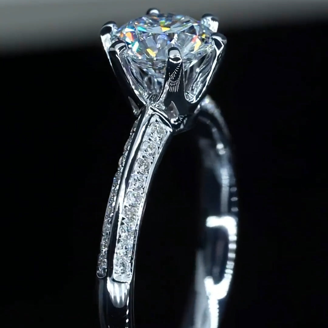 Classic 6 Prongs Iced Out Engagement Ring