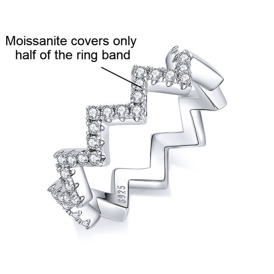 Wave Design Wedding Band Moissanite Half Eternity Ring