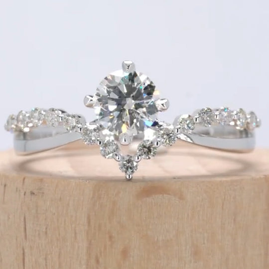 Cross Ring Band Design Moissanite Engagement Ring