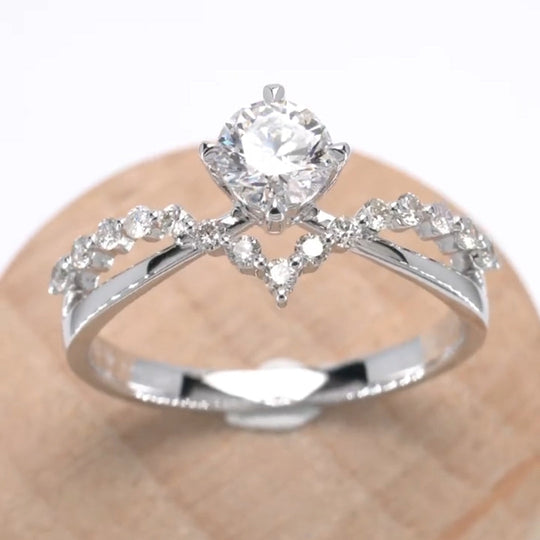 Cross Ring Band Design Moissanite Engagement Ring