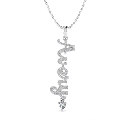 10K Solid Gold Vertical Design Custom Moissanite Name Necklace  For Women