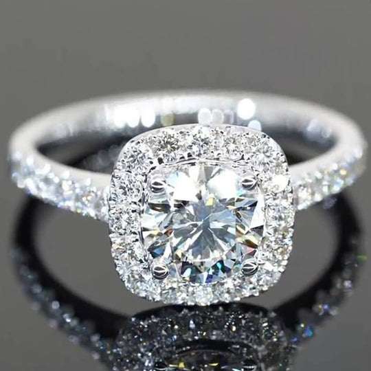 Classic Halo Design Moissanite Engagement Ring