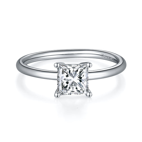 Princess Cut Solitary Moissanite Engagement Ring